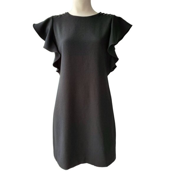 Laundry by Shelli Segal Flutter Sleeve Little Black Dress Whimsigoth Size 2 - Picture 2 of 16